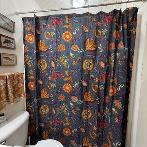 Threshold Dark Floral Shower Curtain - Red, Orange, Yellow